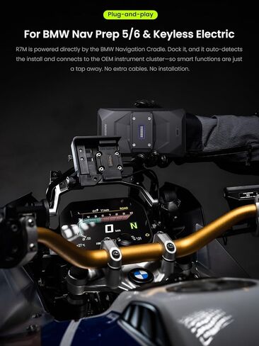 R7M 7 بوصات CarPlay & Android Auto للدراجات النارية BMW - عجلة العجائب الأصلية والتحكم في كاميرا الحركة (GoPro/Insta360)| TPMS/RPM| تحديثات OTA|1200-Nit IP69K GPS | Nav Prep 5/6 in Kuwait