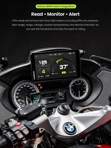 R7M 7 بوصات CarPlay & Android Auto للدراجات النارية BMW - عجلة العجائب الأصلية والتحكم في كاميرا الحركة (GoPro/Insta360)| TPMS/RPM| تحديثات OTA|1200-Nit IP69K GPS | Nav Prep 5/6 in Kuwait