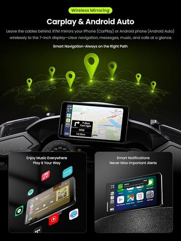 R7M 7 بوصات CarPlay & Android Auto للدراجات النارية BMW - عجلة العجائب الأصلية والتحكم في كاميرا الحركة (GoPro/Insta360)| TPMS/RPM| تحديثات OTA|1200-Nit IP69K GPS | Nav Prep 5/6 in Kuwait