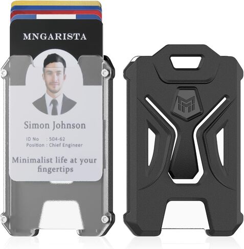 MNGARISTA Heavy Duty Badge Holder, Vertical ID Card Holder for Credit Cards, Clear ID Window, All PC Polycarbonate Plastic Housing, 5 Cards Capacity, Built-in Elastic Clip, Black in Saudi Arabia