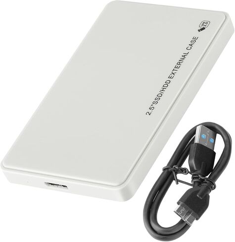 2.5" Hard Drive Enclosure,5Gbps USB 3.0 to SATA III Tool-Free External Hard Disk Case for 2.5 inch 9.5mm 7mm HDD SSD Up to 4TB (White) in Saudi Arabia