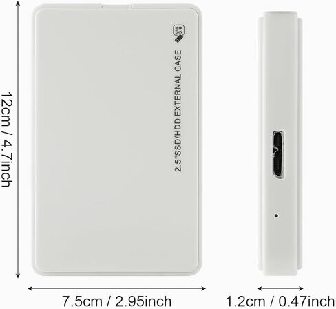 2.5" Hard Drive Enclosure,5Gbps USB 3.0 to SATA III Tool-Free External Hard Disk Case for 2.5 inch 9.5mm 7mm HDD SSD Up to 4TB (White) in Saudi Arabia