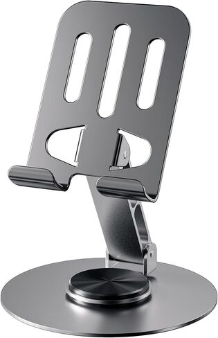 360° Rotating Metal Phone Stand, Foldable Adjustable Desktop Holder, Stable Universal Mount for All Smartphones & Tablets, Ideal Office/Home Desk Accessory in Saudi Arabia