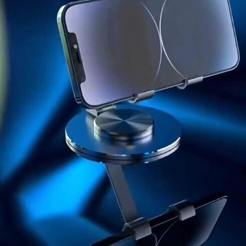 360° Rotating Metal Phone Stand, Foldable Adjustable Desktop Holder, Stable Universal Mount for All Smartphones & Tablets, Ideal Office/Home Desk Accessory in Saudi Arabia