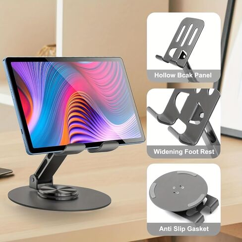 360° Rotating Metal Phone Stand, Foldable Adjustable Desktop Holder, Stable Universal Mount for All Smartphones & Tablets, Ideal Office/Home Desk Accessory in Saudi Arabia