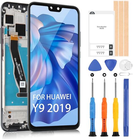 طقم استبدال الشاشة لهاتف Huawei Y9 2019 شاشة LCD لهاتف Huawei Y9 2019 JKM-LX1 JKM-LX2 JKM-LX3 JKM-AL00 شاشة LCD تعمل باللمس محول رقمي كامل أسود مع إطار in Saudi Arabia