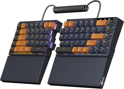 RK ROYAL KLUDGE RKS70 Ergonomic Split Keyboard, Wireless PC Gaming Keyboard with Bluetooth/2.4G/Wired, Hot Swappable Mechanical Keyboards w/Fixed Wrist Rest, PBT Keycaps, Tactile Switches, Black in Saudi Arabia