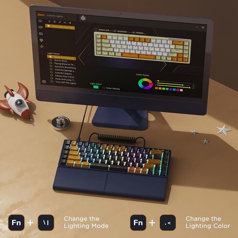 RK ROYAL KLUDGE RKS70 Ergonomic Split Keyboard, Wireless PC Gaming Keyboard with Bluetooth/2.4G/Wired, Hot Swappable Mechanical Keyboards w/Fixed Wrist Rest, PBT Keycaps, Tactile Switches, Black in Saudi Arabia