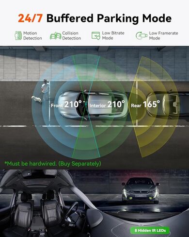 [حزمة-عنصرين: Vantrue E360 ACE & Hardwire Kit] كاميرا قياس جميع القنوات، كاميرا أمامية عين السمكة + عين السمكة من الداخل + كاميرا خلفية مع حامل ثلاثي عصا سيلفي، STARVIS 2، رؤية ليلية مزدوجة بالأشعة تحت الحمراء، تدعم 1 تيرابايت in Saudi Arabia