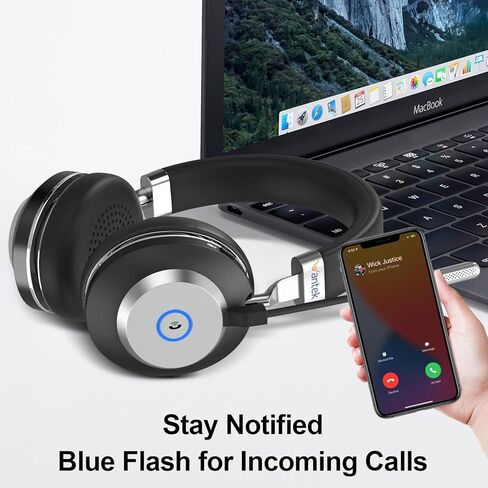 Wantek سماعة رأس لاسلكية مع ميكروفون، سماعات رأس بلوتوث على الأذن مع دونجل USB وزر كتم صوت الميكروفون لنظام التشغيل Windows، MacOS، Android، iOS، التلفزيون، الكمبيوتر الشخصي، الكمبيوتر المحمول، وقت تشغيل 45 ساعة، زر التحكم في المكالمات للمكالمة الهاتفية in Saudi Arabia