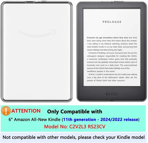Puxicu Case for 6" All-New Kindle (11th Generation-2024/2022 Release), Slim Design Flexible Matte TPU Protective Cover for Kindle 11 2024/2022 E-Reader, Clear in Saudi Arabia
