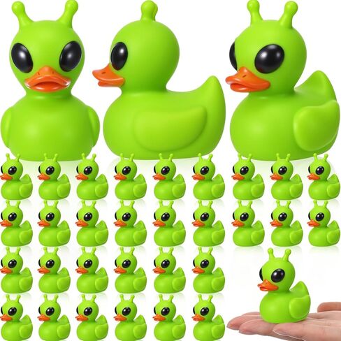 Sotiff 25 Pcs Green Alien Rubber Ducks Alien Party Favors Small Aliens Figurines Duck to Hide and Seek for Cruise Ship Space Party Favor Goodie Bag Valentine's Day and Easter Gifts Basket Stuffing in Saudi Arabia