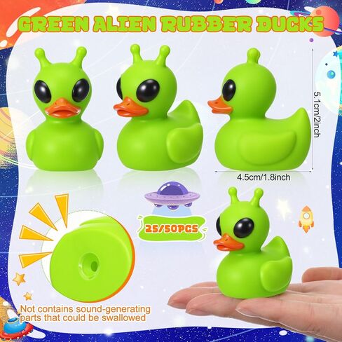 Sotiff 25 Pcs Green Alien Rubber Ducks Alien Party Favors Small Aliens Figurines Duck to Hide and Seek for Cruise Ship Space Party Favor Goodie Bag Valentine's Day and Easter Gifts Basket Stuffing in Saudi Arabia