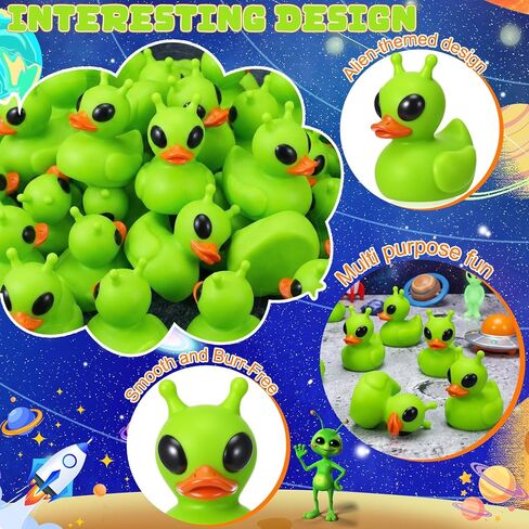 Sotiff 25 Pcs Green Alien Rubber Ducks Alien Party Favors Small Aliens Figurines Duck to Hide and Seek for Cruise Ship Space Party Favor Goodie Bag Valentine's Day and Easter Gifts Basket Stuffing in Saudi Arabia