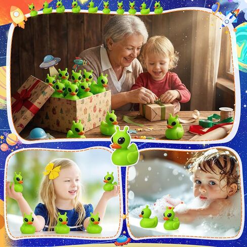 Sotiff 25 Pcs Green Alien Rubber Ducks Alien Party Favors Small Aliens Figurines Duck to Hide and Seek for Cruise Ship Space Party Favor Goodie Bag Valentine's Day and Easter Gifts Basket Stuffing in Saudi Arabia