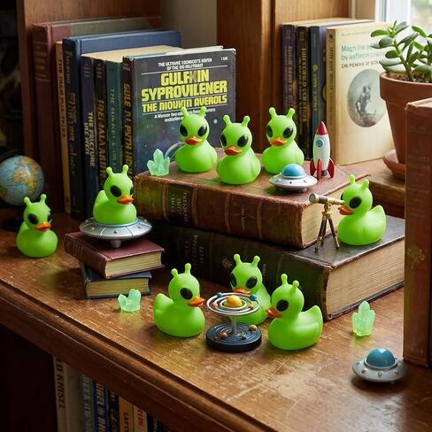 Sotiff 25 Pcs Green Alien Rubber Ducks Alien Party Favors Small Aliens Figurines Duck to Hide and Seek for Cruise Ship Space Party Favor Goodie Bag Valentine's Day and Easter Gifts Basket Stuffing in Saudi Arabia
