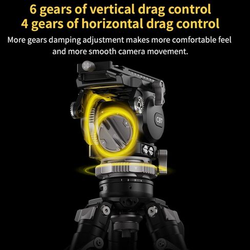 Pineta Peak Carbon Fiber Tripod with Cedar CB7 Professional Version Counterbalanced Fluid, 75mm Bowl Head, Adjustable Legs, One Step Release Travel Camera Tripod for Mirrorless, DSLR Cameras in Saudi Arabia