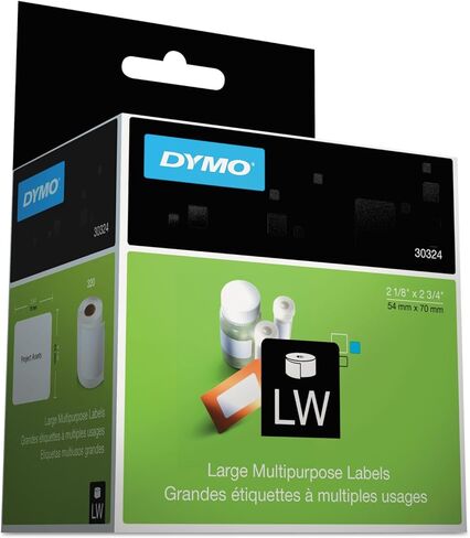 ملصقات أقراص لاصقة من DYMO 30324، 2 3/4 × 2 1/8، أبيض، 320 ملصق/لفة in Saudi Arabia