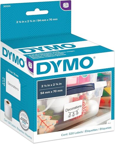 ملصقات أقراص لاصقة من DYMO 30324، 2 3/4 × 2 1/8، أبيض، 320 ملصق/لفة in Saudi Arabia