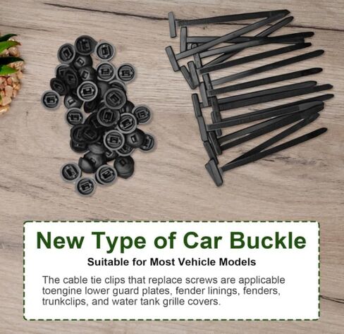 100PCS Nylon Universal Cable Tie Buckle, Zip Ties Heavy Duty with Pin & Button Design, Car Daily Repair, Applicable To engine Lower Guard Plates, Fender Linings, Fenders, Trunkclips (100) in Saudi Arabia