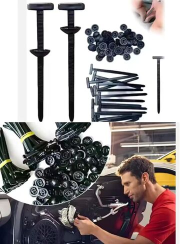 100PCS Nylon Universal Cable Tie Buckle, Zip Ties Heavy Duty with Pin & Button Design, Car Daily Repair, Applicable To engine Lower Guard Plates, Fender Linings, Fenders, Trunkclips (100) in Saudi Arabia