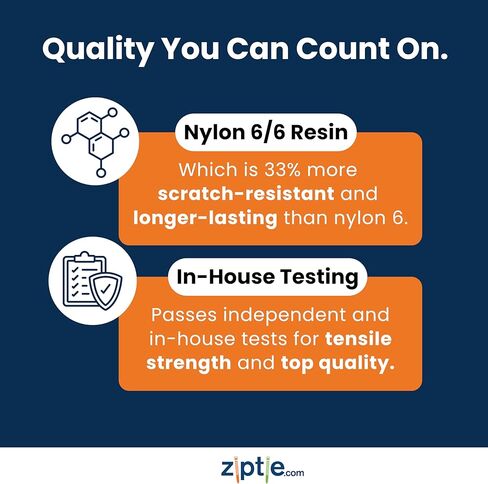 Ziptie.com ربطة كابل ذات طرف حاد أسود مقاوم للأشعة فوق البنفسجية مقاس 8 بوصات، قوة شد 75 رطلًا، مدرجة في قائمة UL 21S، 100 حزمة in Kuwait