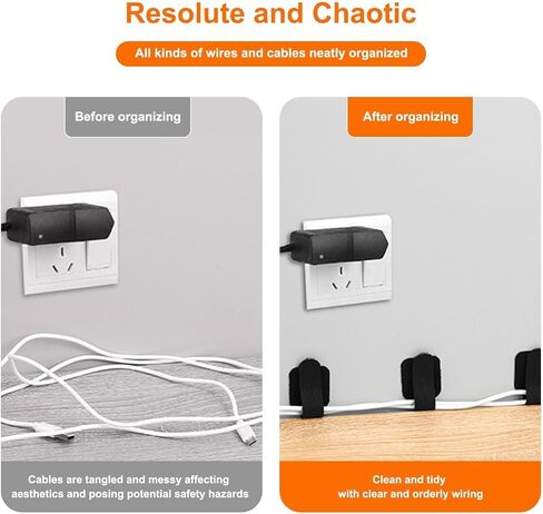 20PCS Cable Management Ties, Reusable Hook and Loop Desk Cable Management Straps, Self-Adhesive Cord Organizer Clips for Home Office Organizer Deals(Black&White) in Saudi Arabia