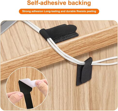 20PCS Cable Management Ties, Reusable Hook and Loop Desk Cable Management Straps, Self-Adhesive Cord Organizer Clips for Home Office Organizer Deals(Black&White) in Saudi Arabia