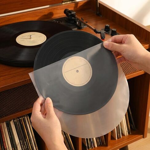 50PCS 7 Inches Vinyl Record Inner Sleeves, Clear Round Bottom Vinyl Record Sleeves for 45 RPM Records Collections Smooth Lining U Shaped Interior Disc Cover in Saudi Arabia
