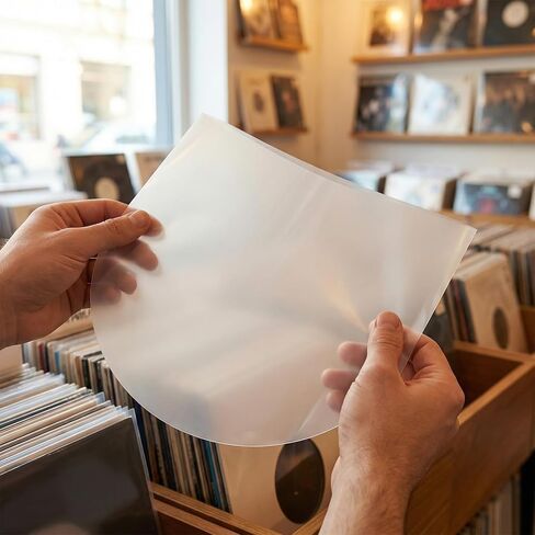 50PCS 7 Inches Vinyl Record Inner Sleeves, Clear Round Bottom Vinyl Record Sleeves for 45 RPM Records Collections Smooth Lining U Shaped Interior Disc Cover in Saudi Arabia
