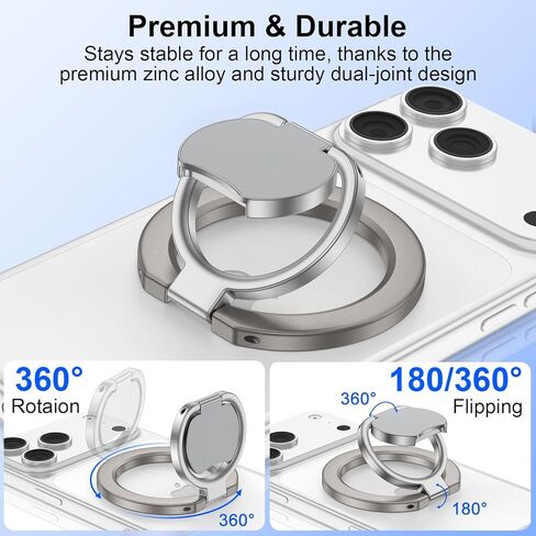 Magsafe Grip Phone Ring Holder for iPhone 17 Pro Max/17 Pro/17 Plus/17/Air/16e/16/15/14/13/12, Dual-Side Adjustable Magnetic Phone Stand Magsafe Kickstand for Samsung,Android,iPad, Magnetic Car Mount in Kuwait