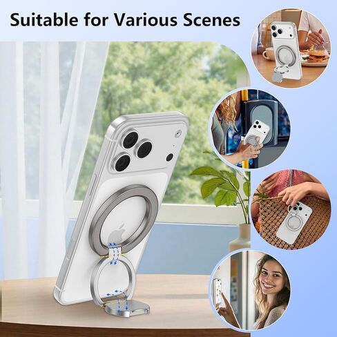 Magsafe Grip Phone Ring Holder for iPhone 17 Pro Max/17 Pro/17 Plus/17/Air/16e/16/15/14/13/12, Dual-Side Adjustable Magnetic Phone Stand Magsafe Kickstand for Samsung,Android,iPad, Magnetic Car Mount in Kuwait