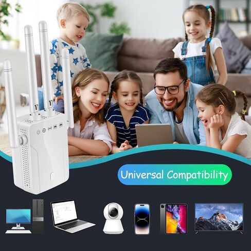معزز إشارة موسع WiFi للمنزل: مكرر الإنترنت طويل المدى يغطي ما يصل إلى 45+ جهازًا و8470 مترًا مربعًا. قدم لشقة الطابق السفلي مكتب البيت، أبيض in Saudi Arabia