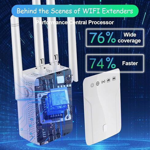 معزز إشارة موسع WiFi للمنزل: مكرر الإنترنت طويل المدى يغطي ما يصل إلى 45+ جهازًا و8470 مترًا مربعًا. قدم لشقة الطابق السفلي مكتب البيت، أبيض in Saudi Arabia