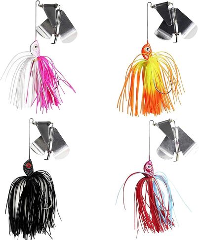 Buzzbaits مزدوجة الدورية الدوار شفرة الطعوم سيليكون التنانير أعلى المياه الصيد السحر ل باس سمك السلمون المرقط بايك 0.52 أوقية 4 قطعة FS/YE-08 in Kuwait