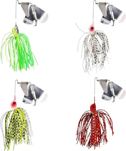 Buzzbaits مزدوجة الدورية الدوار شفرة الطعوم سيليكون التنانير أعلى المياه الصيد السحر ل باس سمك السلمون المرقط بايك 0.52 أوقية 4 قطعة FS/YE-08 in Kuwait