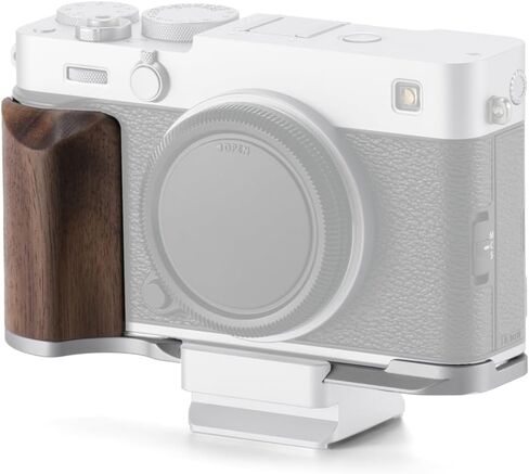 Tilta Mounting Baseplate with Wooden Grip Compatible with Fujifilm X-E5 – Silver | L-Bracket Camera Cage Accessory | ARCA Quick Release Plate Compatible | Lightweight Aluminum & Walnut Handgrip in Saudi Arabia