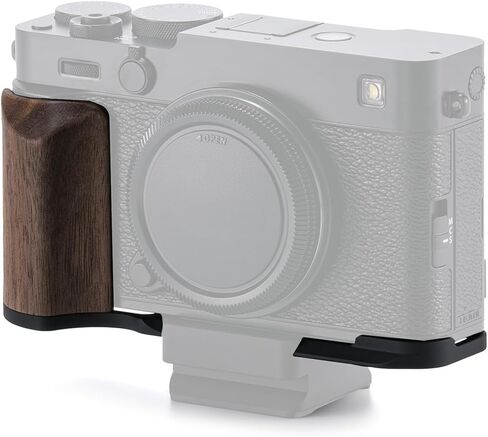 قاعدة تثبيت Tilta بمقبض خشبي متوافقة مع Fujifilm X-E5 – فضي | ملحق قفص الكاميرا على شكل حرف L | ARCA لوحة الإصدار السريع متوافقة | مقبض يدوي من الألومنيوم والجوز خفيف الوزن in Kuwait