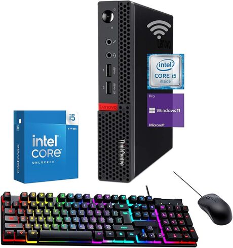 لينوفو ثينك سنتر M910q كمبيوتر مكتبي صغير، كور i5-6500 3.2 جيجا هرتز-3.6 جيجا هرتز، 8 جيجا بايت DDR4 رام، 250 جيجا اس اس دي، واي فاي، لوحة مفاتيح وماوس سلكية، ويندوز 11 برو (متجدد) in Kuwait