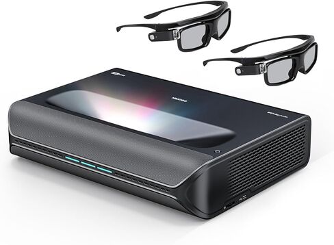 حزمة NexiGo Aurora Pro MKII، جهاز عرض UST ليزر ثلاثي الألوان بدقة 4K، محرك يتكيف مع المشهد مع قزحية ديناميكية وتعتيم ليزر، 0.21:1، Dolby Vision & Atoms، HDR10+، نشط ثلاثي الأبعاد، مع نظارات DLP Link ثلاثية الأبعاد (عبوتان) in Kuwait