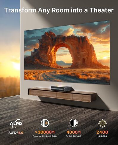حزمة NexiGo Aurora Pro MKII، جهاز عرض UST ليزر ثلاثي الألوان بدقة 4K، محرك يتكيف مع المشهد مع قزحية ديناميكية وتعتيم ليزر، 0.21:1، Dolby Vision & Atoms، HDR10+، نشط ثلاثي الأبعاد، مع نظارات DLP Link ثلاثية الأبعاد (عبوتان) in Kuwait