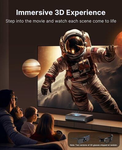 حزمة NexiGo Aurora Pro MKII، جهاز عرض UST ليزر ثلاثي الألوان بدقة 4K، محرك يتكيف مع المشهد مع قزحية ديناميكية وتعتيم ليزر، 0.21:1، Dolby Vision & Atoms، HDR10+، نشط ثلاثي الأبعاد، مع نظارات DLP Link ثلاثية الأبعاد (عبوتان) in Kuwait