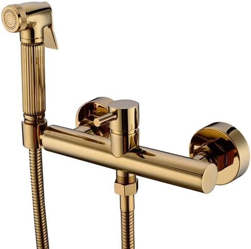 Sprayer KitSprayer for Toilet, Cloth Diaper Washer Set Gold Brass Wall Mounted Hand HeldSpray Kit with Shower Hose, Cold and Hot Water for Personal Hygiene in Saudi Arabia