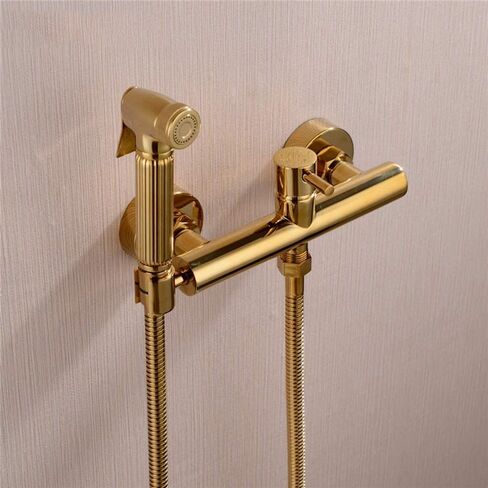 Sprayer KitSprayer for Toilet, Cloth Diaper Washer Set Gold Brass Wall Mounted Hand HeldSpray Kit with Shower Hose, Cold and Hot Water for Personal Hygiene in Saudi Arabia