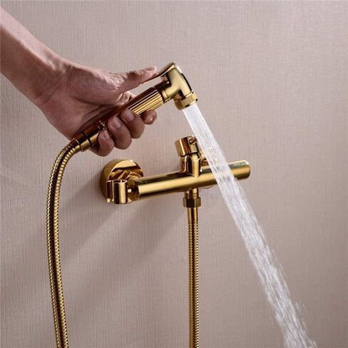 Sprayer KitSprayer for Toilet, Cloth Diaper Washer Set Gold Brass Wall Mounted Hand HeldSpray Kit with Shower Hose, Cold and Hot Water for Personal Hygiene in Saudi Arabia