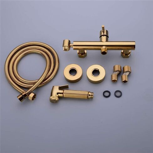 Sprayer KitSprayer for Toilet, Cloth Diaper Washer Set Gold Brass Wall Mounted Hand HeldSpray Kit with Shower Hose, Cold and Hot Water for Personal Hygiene in Saudi Arabia