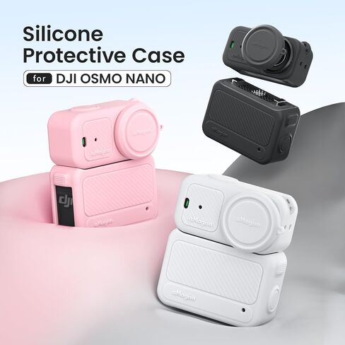 Silicone Case for DJI Osmo Nano Accessories, Osmo Nano Protective Cover, Reserved Quick Release Mount-USB Cover Port-Mic Port, Anti-Scrach, Anti-Collision, with Lens Cap & Neck Lanyard (Black) in Saudi Arabia