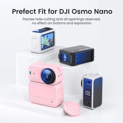 Silicone Case for DJI Osmo Nano Accessories, Osmo Nano Protective Cover, Reserved Quick Release Mount-USB Cover Port-Mic Port, Anti-Scrach, Anti-Collision, with Lens Cap & Neck Lanyard (Black) in Saudi Arabia