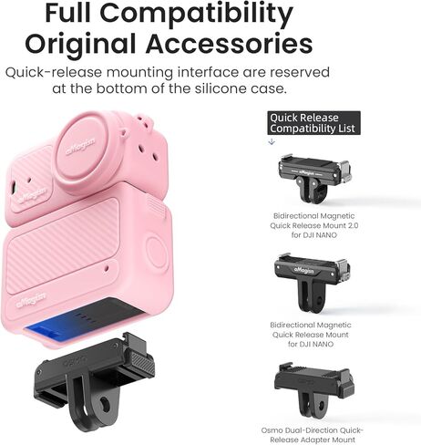 Silicone Case for DJI Osmo Nano Accessories, Osmo Nano Protective Cover, Reserved Quick Release Mount-USB Cover Port-Mic Port, Anti-Scrach, Anti-Collision, with Lens Cap & Neck Lanyard (Black) in Saudi Arabia
