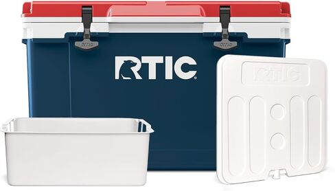 حزمة تبريد خفيفة للغاية RTIC 52 Qt مع مقسم قابل للتجميد وسلة بضائع جافة، صلبة، معزولة، محمولة، خفيفة الوزن للخارج، الشاطئ، التخييم، الرياضة، النزهة، القارب، السفر، سعة 76 علبة in Kuwait